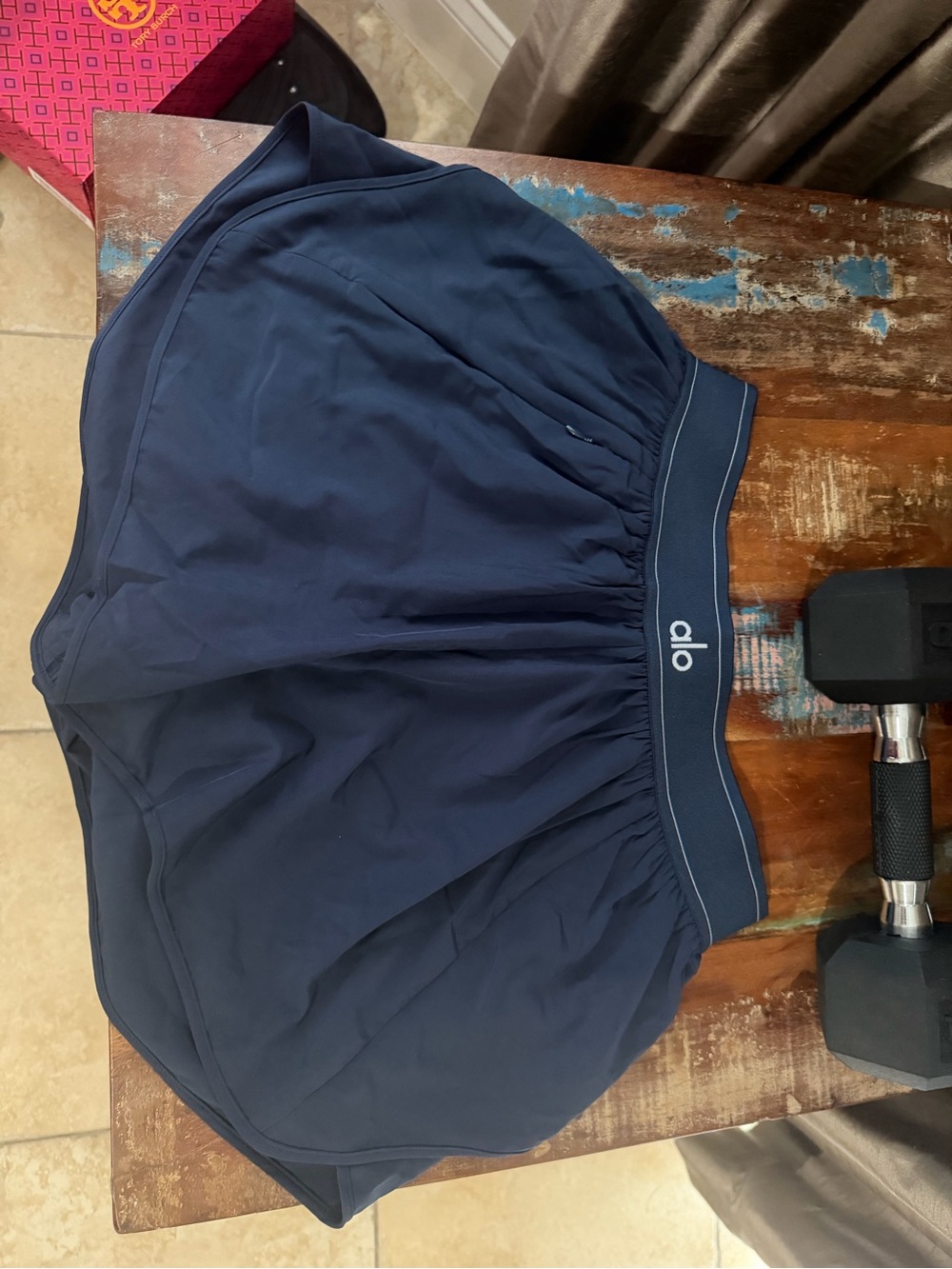 ALO Yoga Navy Athletic Shorts with Logo Waistband